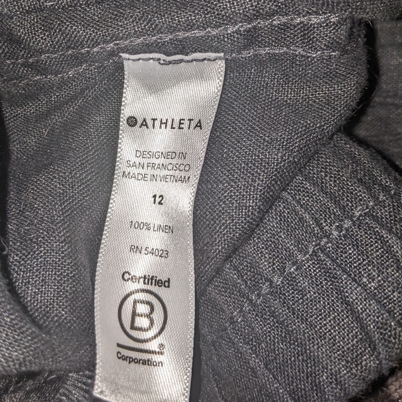 Athleta - Cabo Linen Wide Leg Pant 447244 | Size 12 | Black Charcoal - Picture 5 of 7